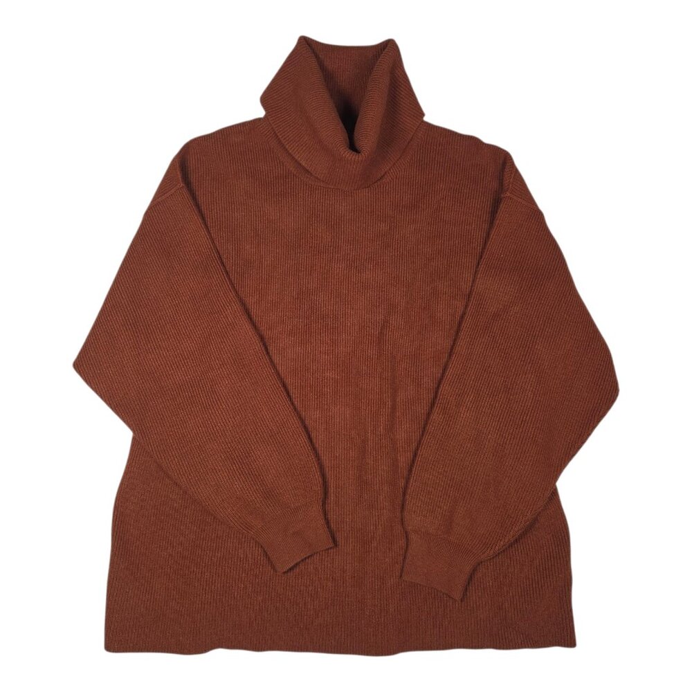 Free People Womens Oversized Ribbed Cowl Neck Tunic Sweater Sz L Brown